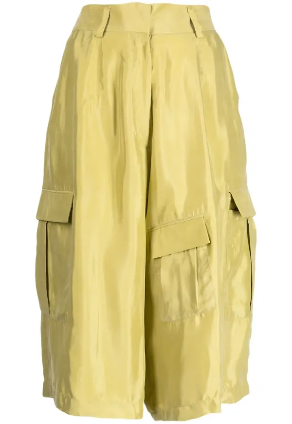 Bambah bermudashorts med cargoficka - Grön