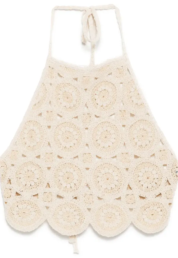 Bambah croptop med halterneck - Brun