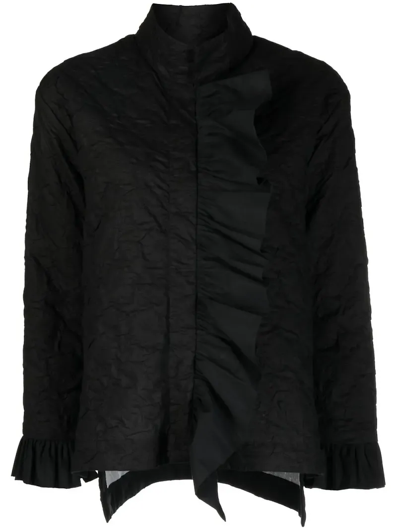 Bambah jacka i blommig jacquard - Svart