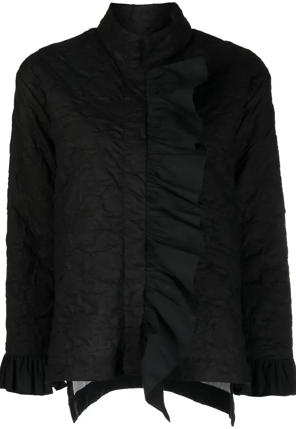 Bambah jacka i blommig jacquard - Svart