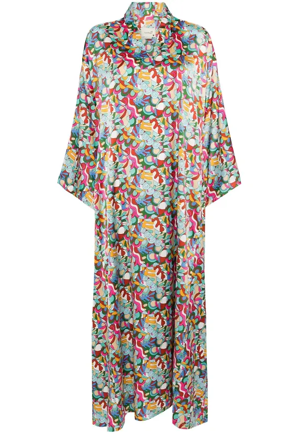 Bambah kaftan med kaleidoskopi - Röd