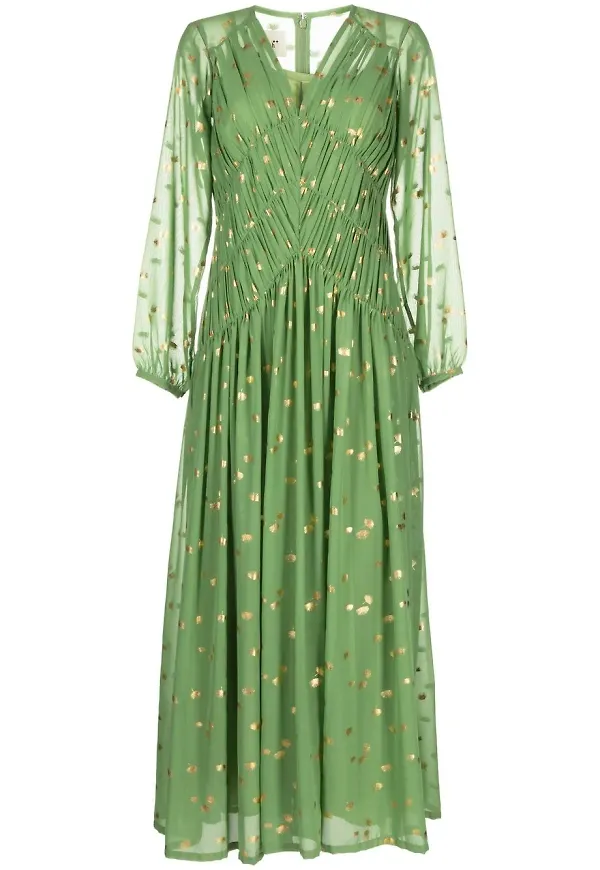 Bambah v-ringad kaftan - Grön