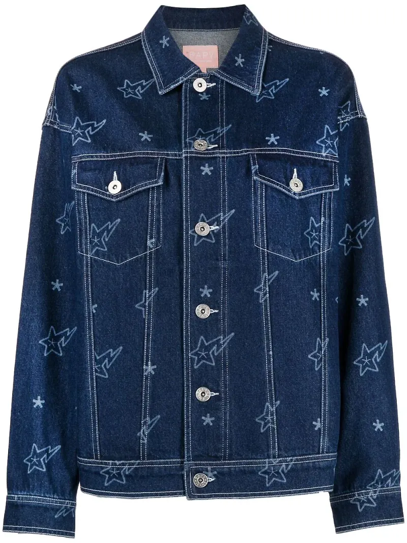 BAPY BY *A BATHING APE® jeansjacka med stjärntryck - Blå