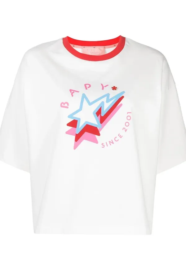 BAPY BY *A BATHING APE® t-shirt med kontrastmudd - Vit