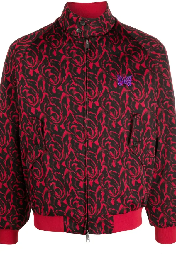 Baracuta jacka med trattformad krage - Röd