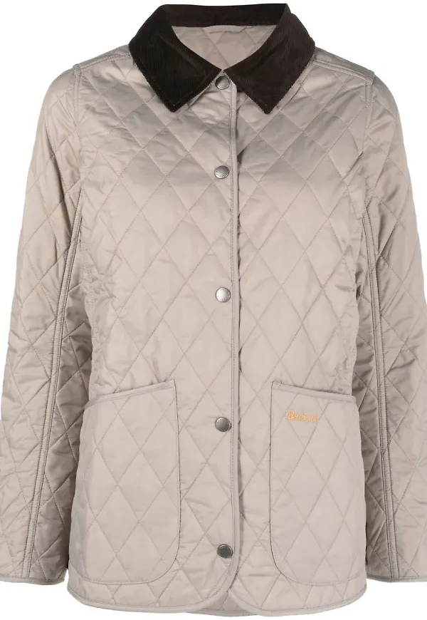 Barbour diamantquiltad jacka med knäppning - Grå