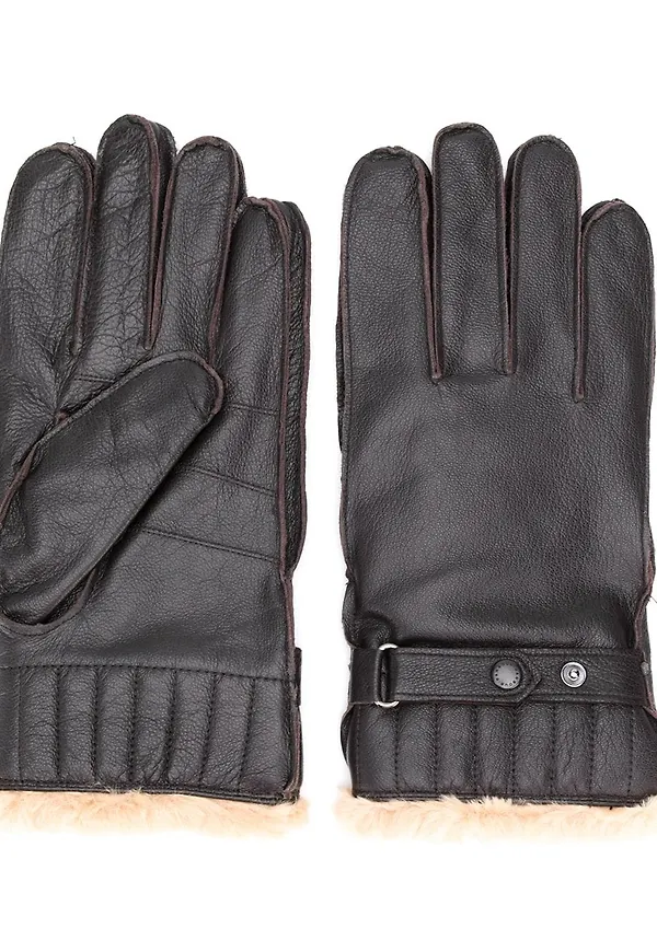 Barbour handskar med foder i fuskpäls - Brun