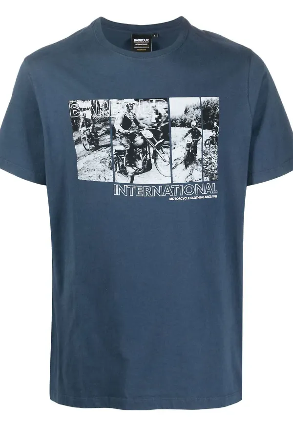 Barbour International t-shirt med fototryck - Blå