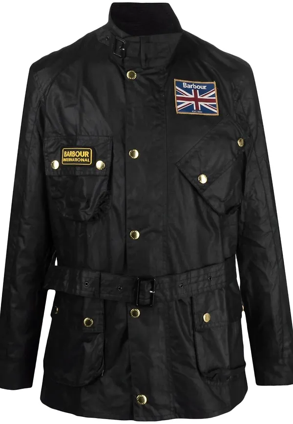 Barbour International Union Jack vaxjacka - Svart
