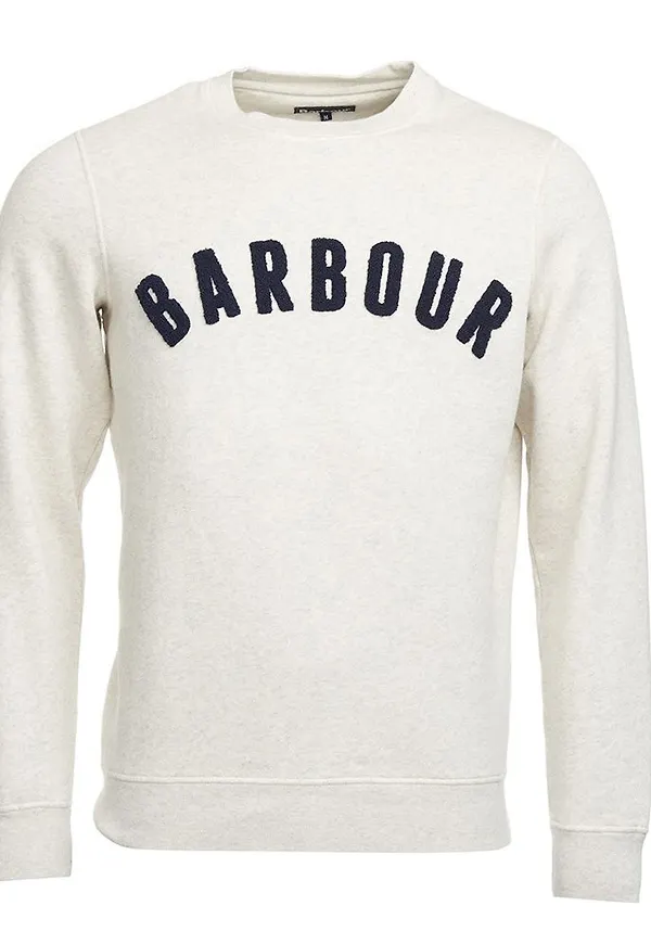 Barbour Men's Prep Logo Crew Ecru Marl