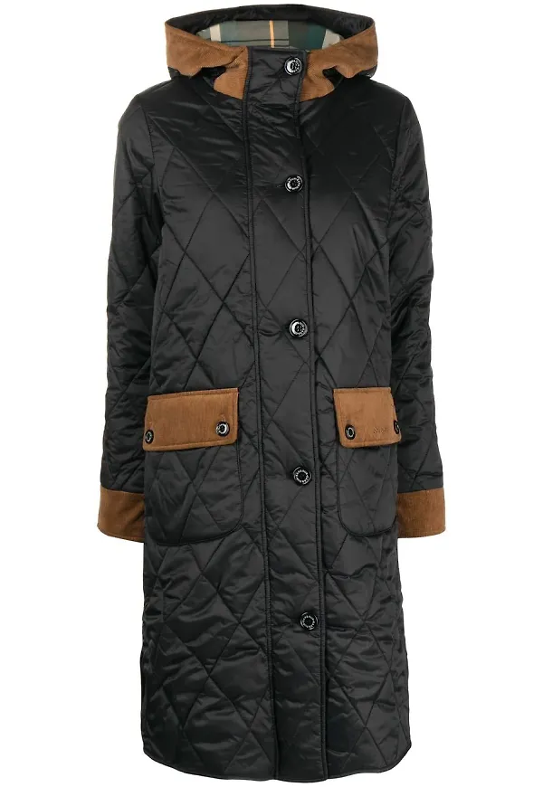 Barbour Mickley quiltad lång jacka - Svart