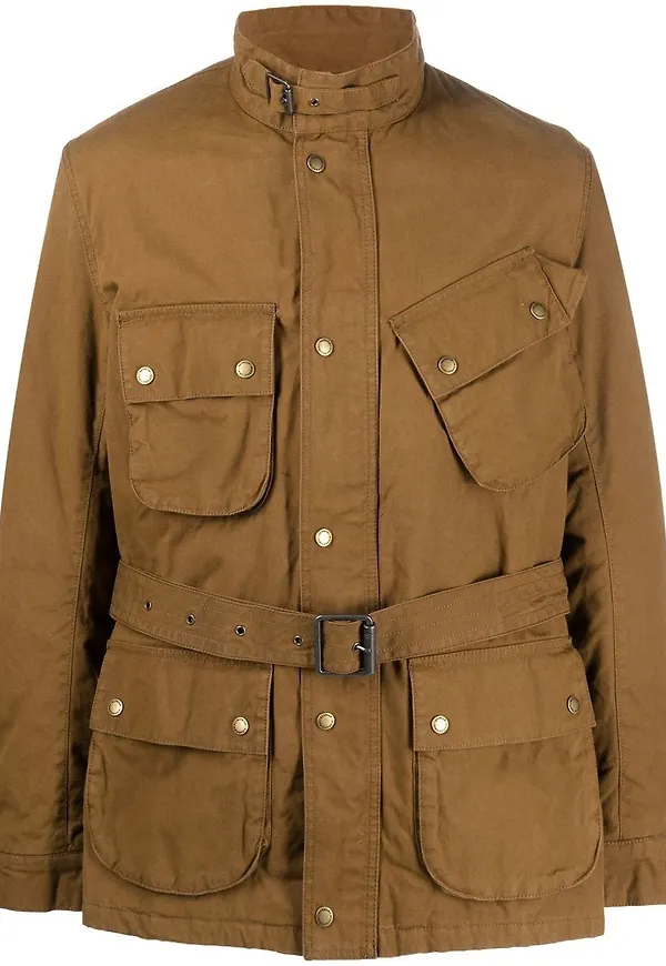 Barbour militärjacka med bälte - Brun