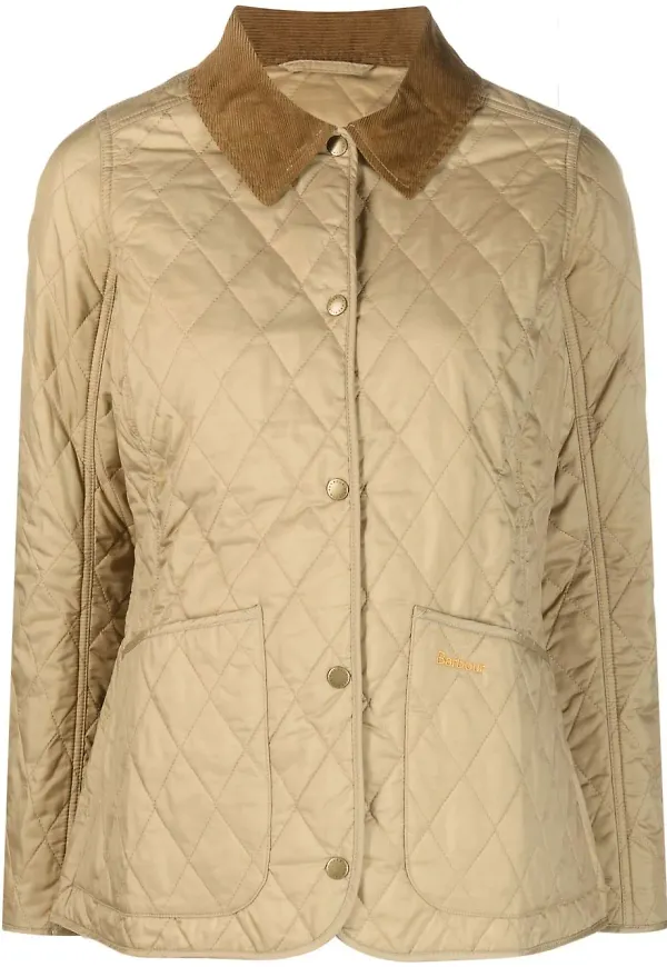 Barbour quiltad jacka med kontrastkrage - Neutral