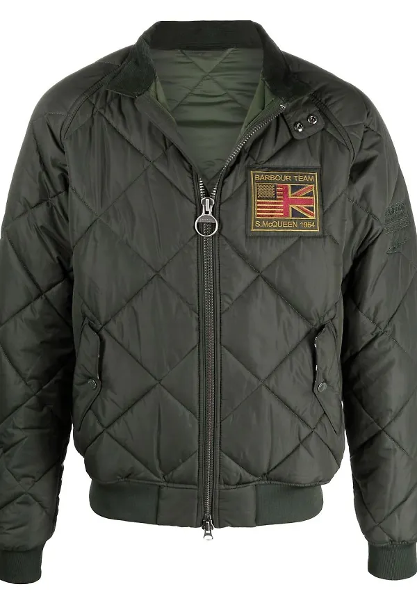 Barbour quiltad jacka med logotypmärke - Grön