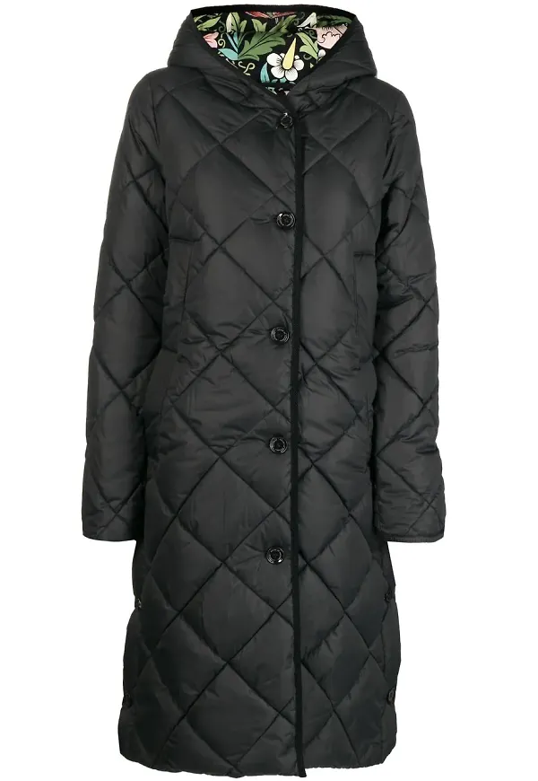 Barbour quiltad kappa med huva - Svart