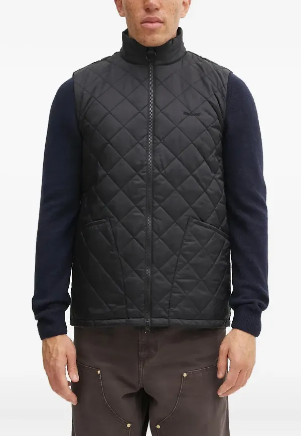 Barbour quiltad väst med dragkedja - Svart