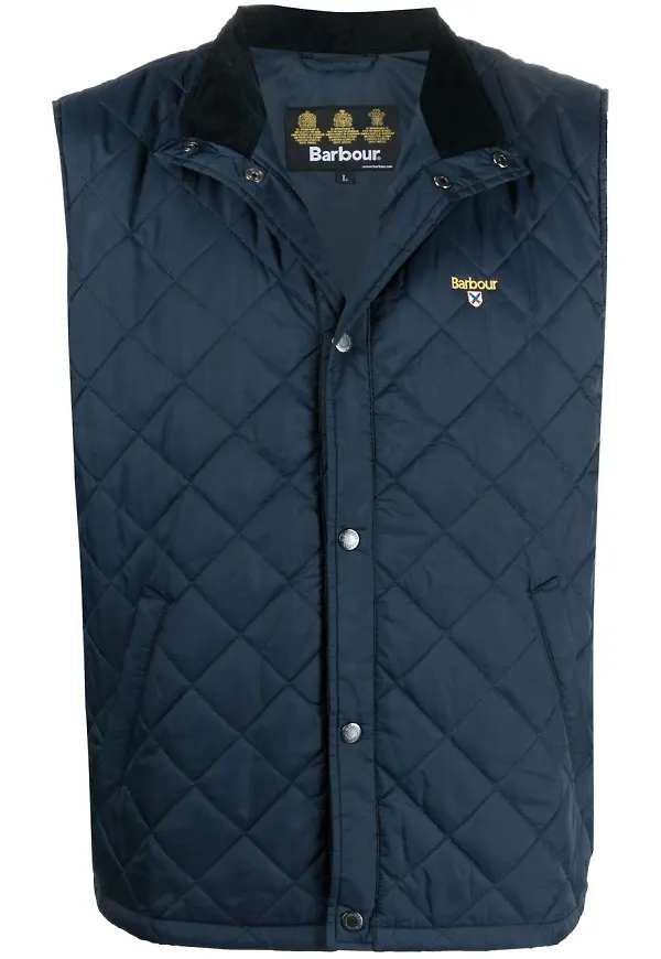 Barbour quiltad väst med hög krage - Blå