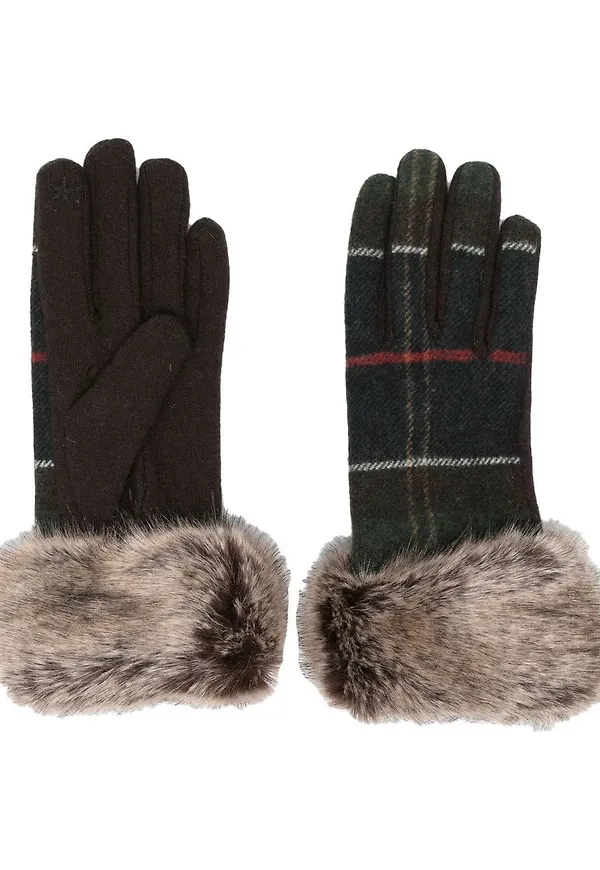 Barbour Ridley rutiga handskar - Grön