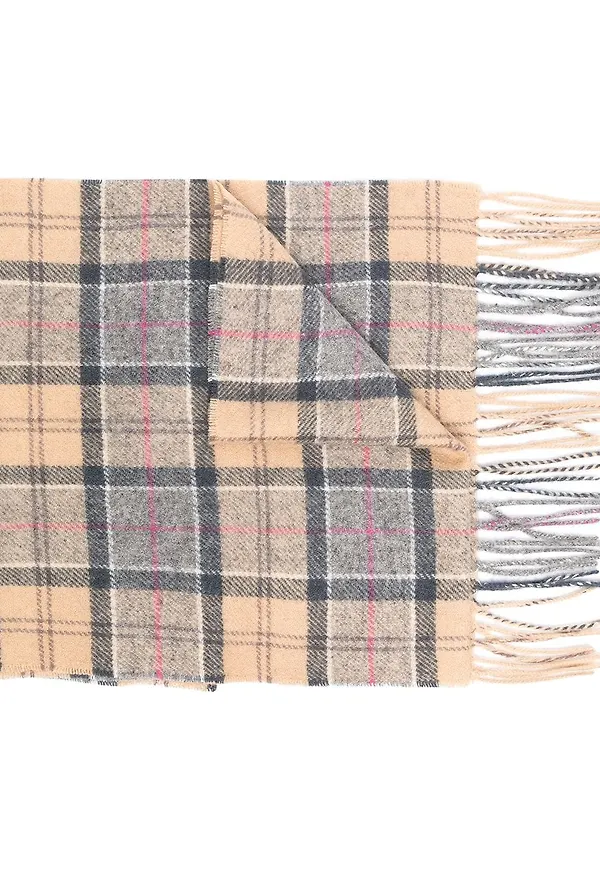 Barbour rutig sjal med franskant - Brun