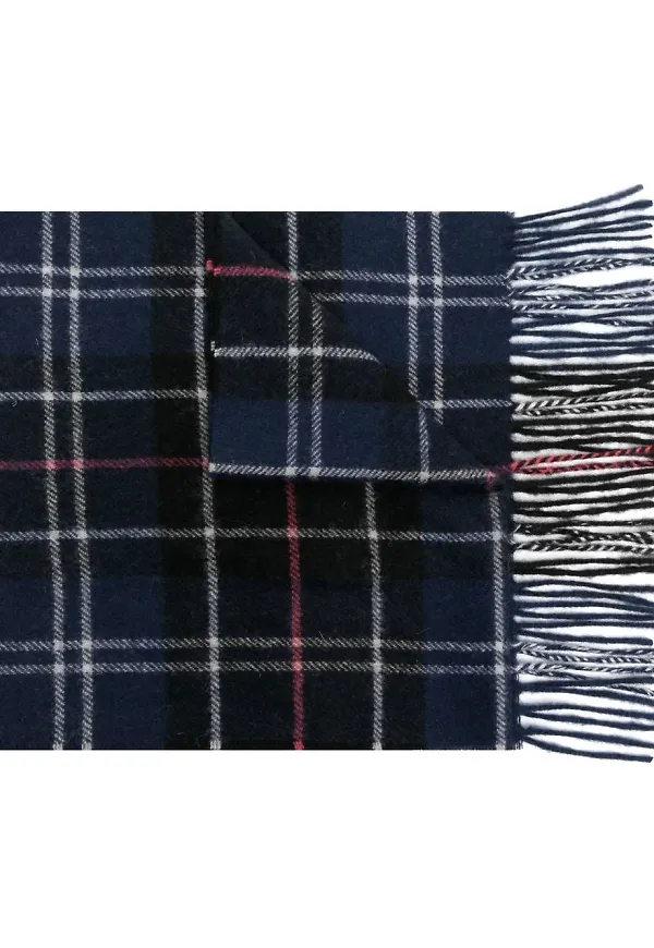 Barbour skotskrutig halsduk med fransar - Blå