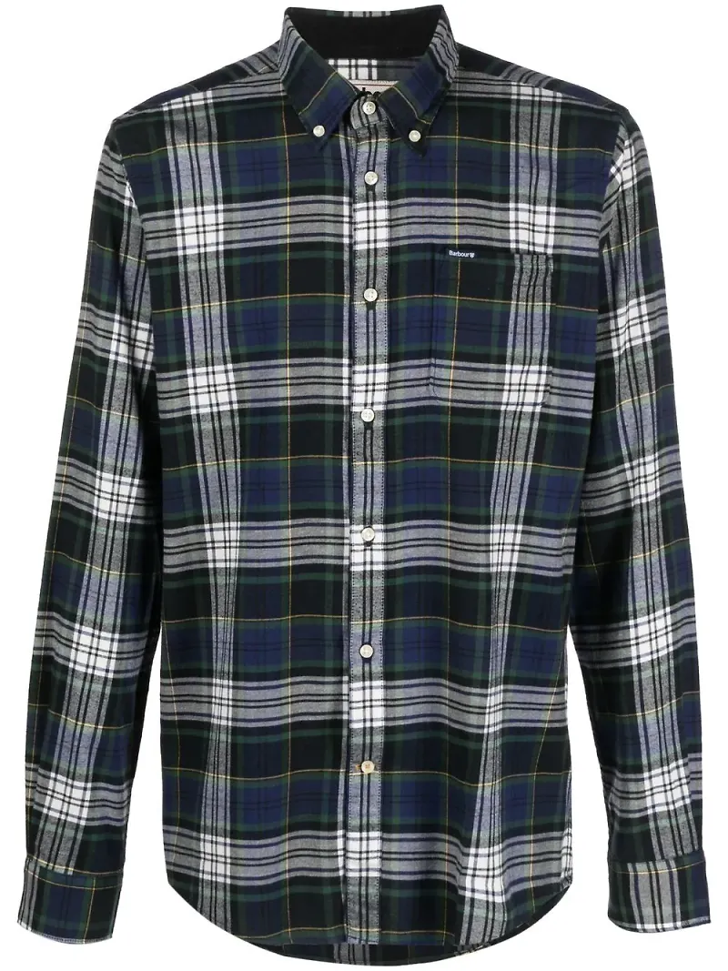 Barbour skotskrutig långärmad skjorta - Blå