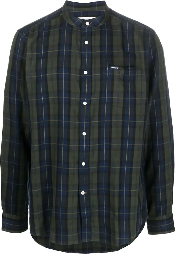 Barbour skotskrutig skjorta med kinakrage - Blå