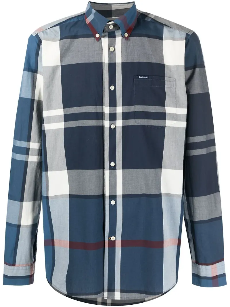Barbour skotskrutig skjorta med knäppning - Blå