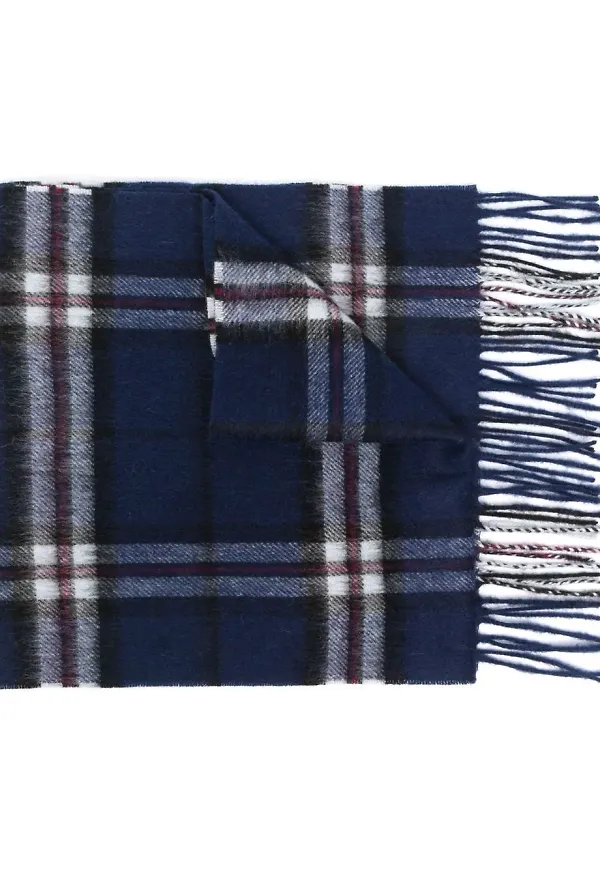 Barbour skotskrutig stickad halsduk - Blå