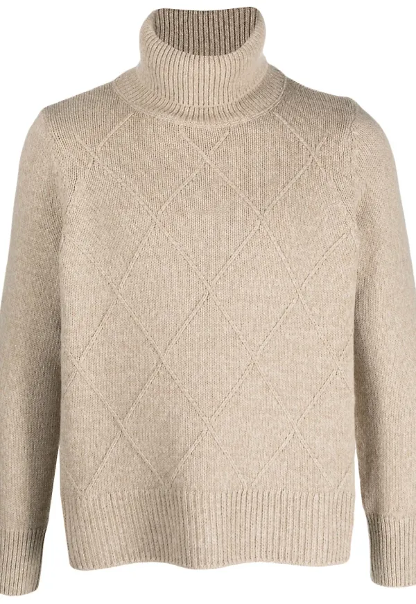 Barbour stickad tröja med rullkrage - Neutral