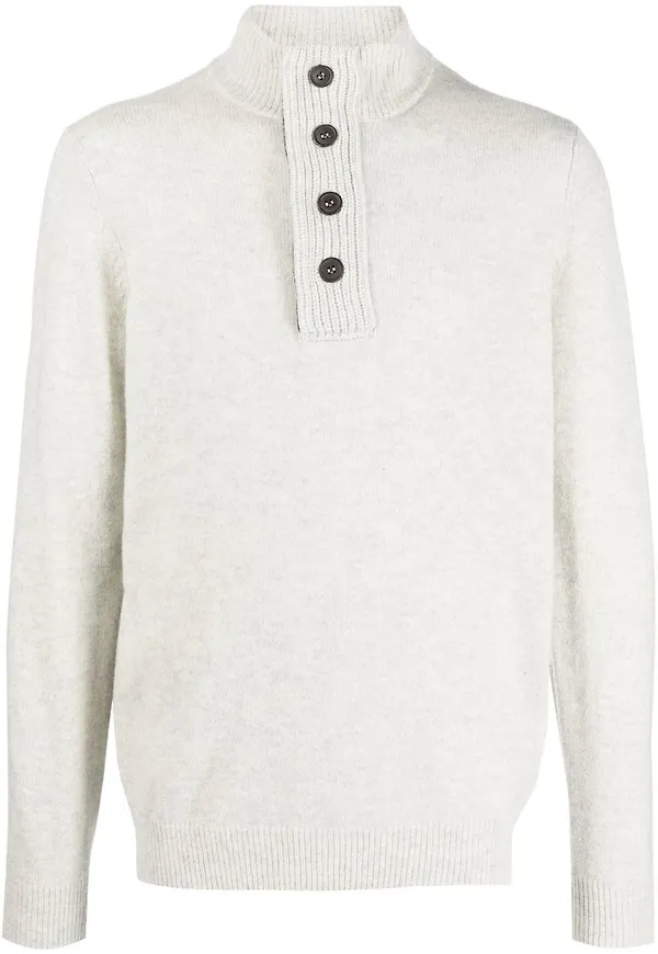 Barbour stickad tröja med knappslå - Grå