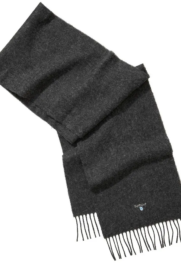 Barbour Unisex Plain Lambswool Scarf Charcoal/Grey