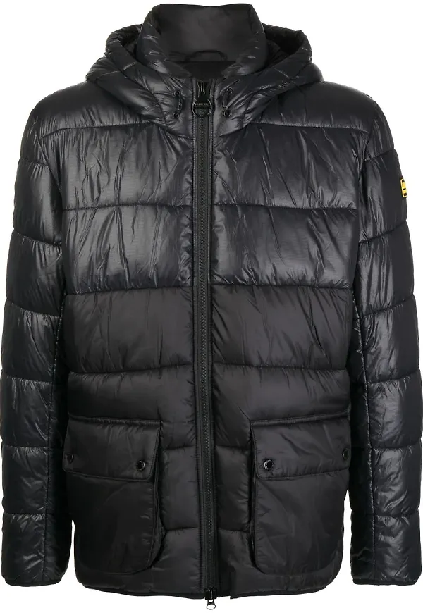 Barbour vadderad jacka med huva - Svart