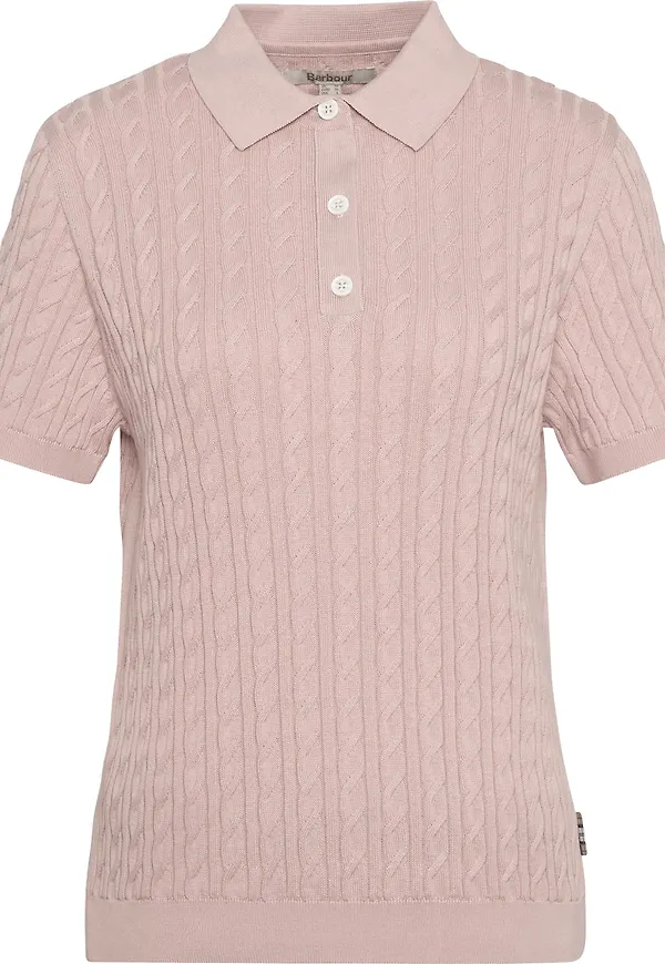 Barbour Women's Barbour Hartland Knitted Polo Jumper Primrose Pink