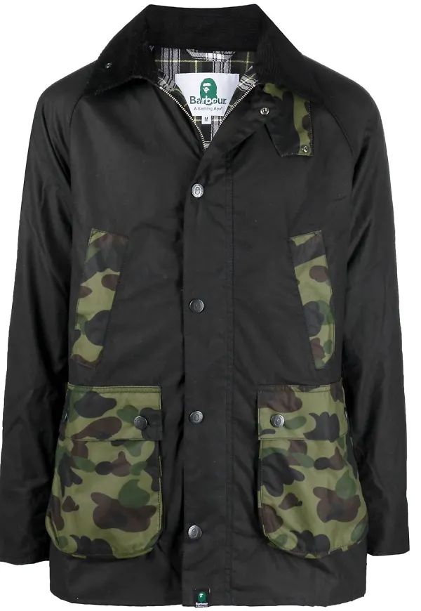 Barbour x Bape Bedale kamouflagemönstrad jacka - Svart