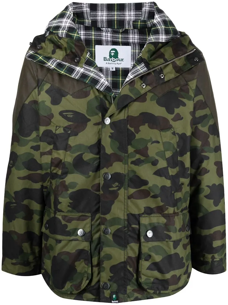 Barbour x Bape Snowboard kamouflagemönstrad jacka - Grön