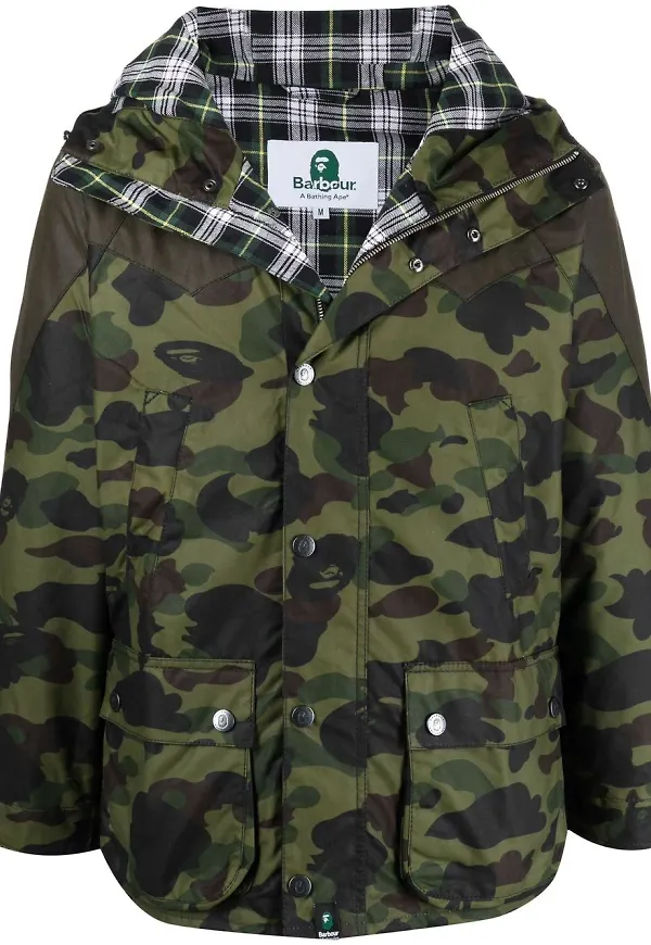 Barbour x Bape Snowboard kamouflagemönstrad jacka - Grön