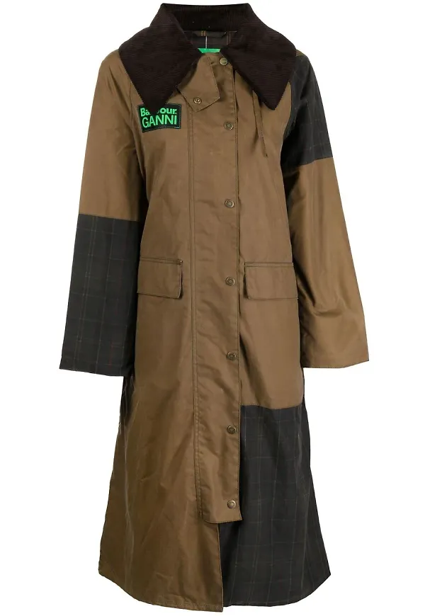 Barbour x Ganni Burghley kappa med panel - Brun
