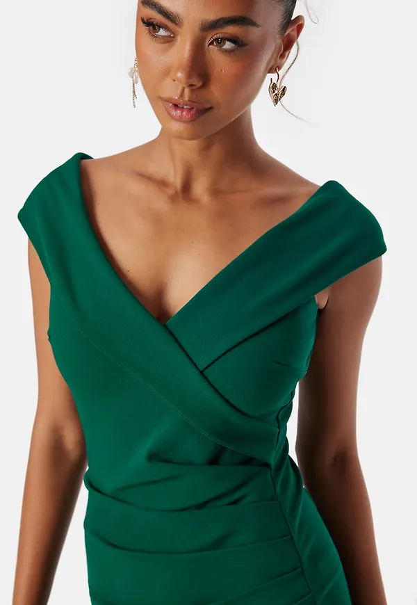 Bardot Pleat Maxi Split Dress