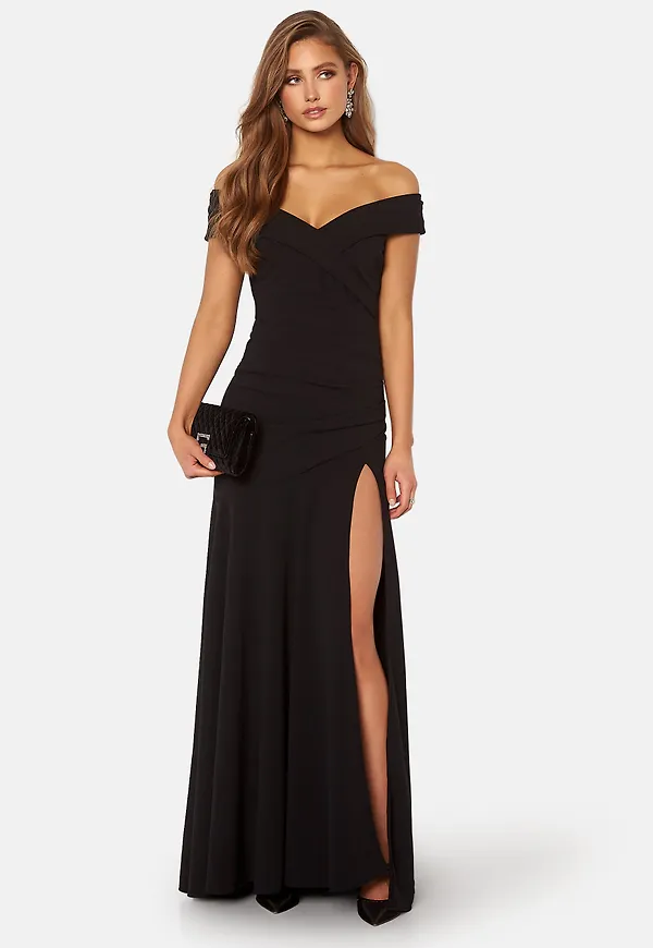 Bardot Pleat Maxi Split Dress