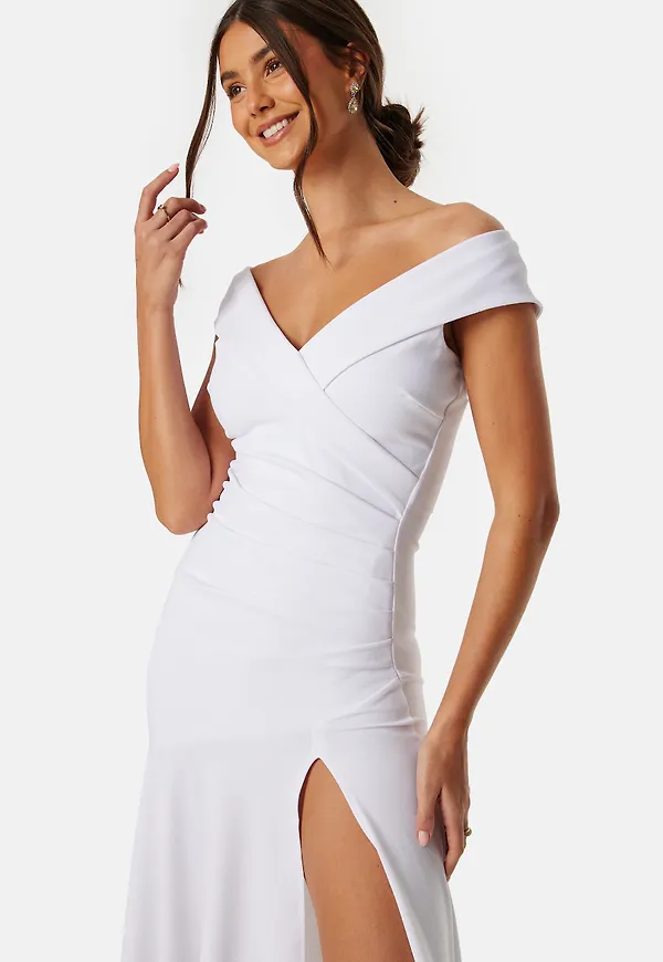 Bardot Pleat Maxi Split Dress