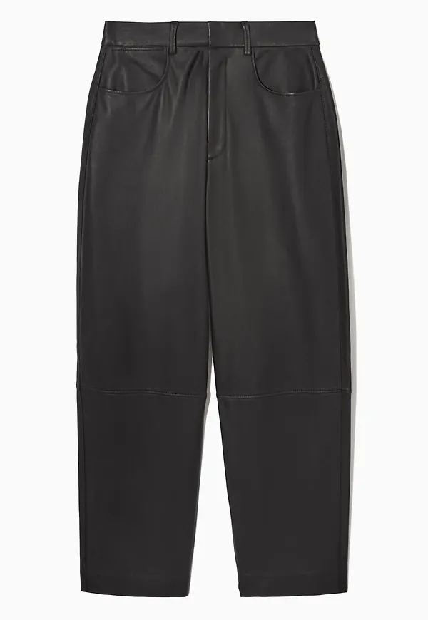BARREL-LEG LEATHER TROUSERS