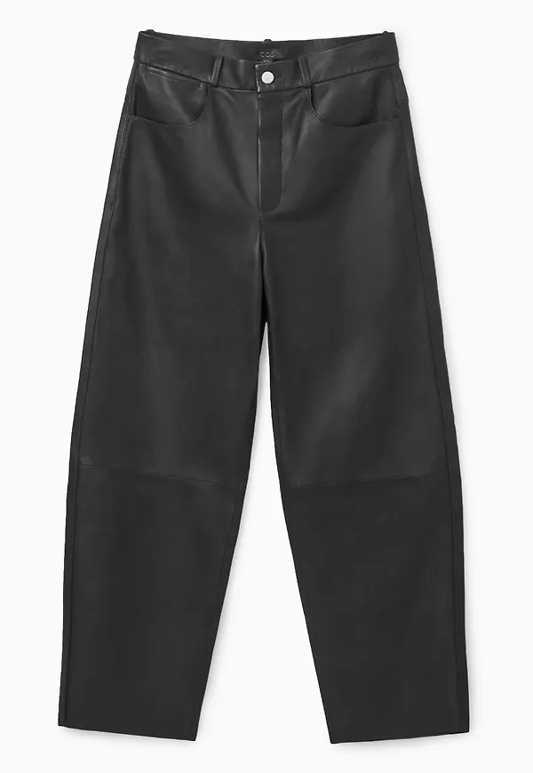 BARREL-LEG LEATHER TROUSERS