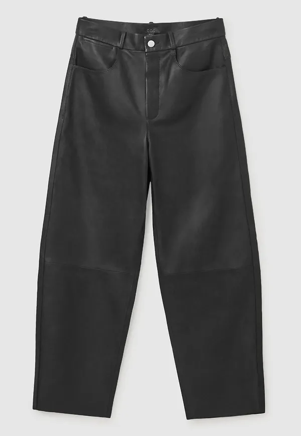 BARREL-LEG LEATHER TROUSERS