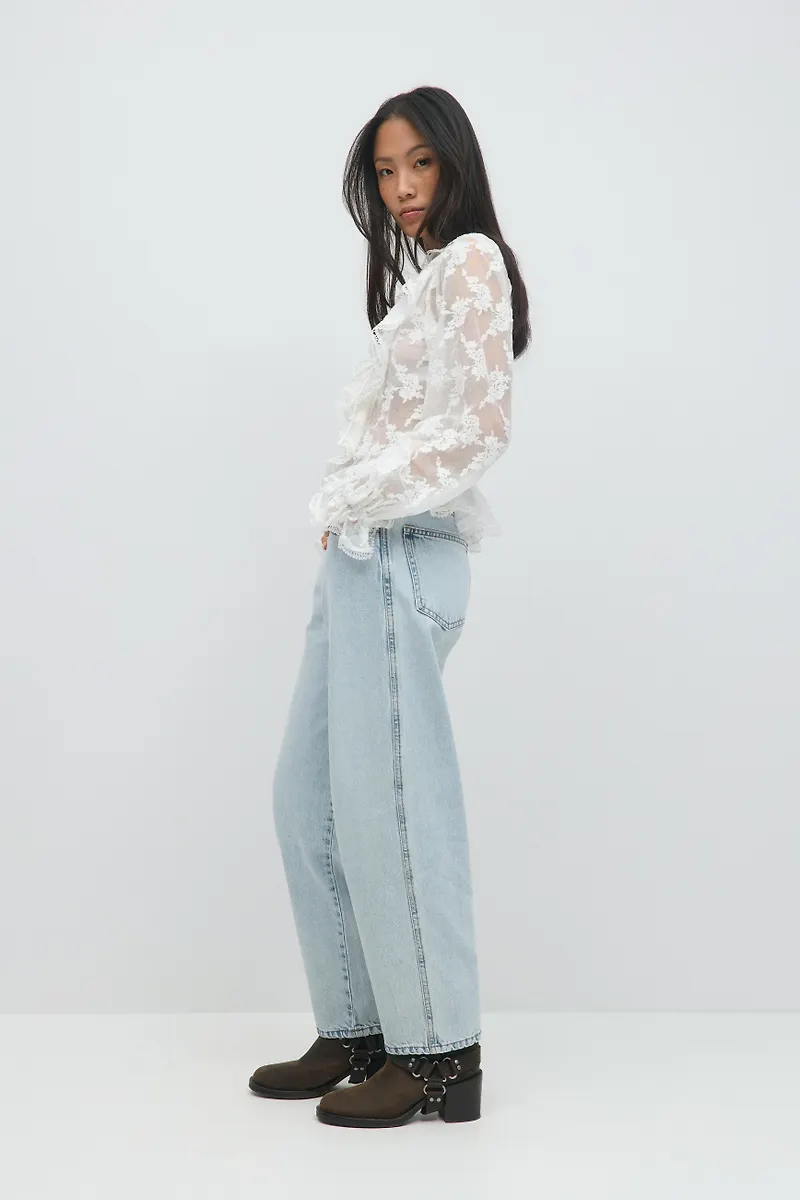 Gina Tricot - Barrel jeans - highwaist jeans - Blå - 32 - Dam