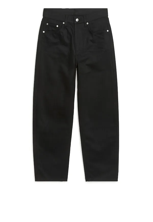 BARREL LEG Non-Stretch Jeans - Black