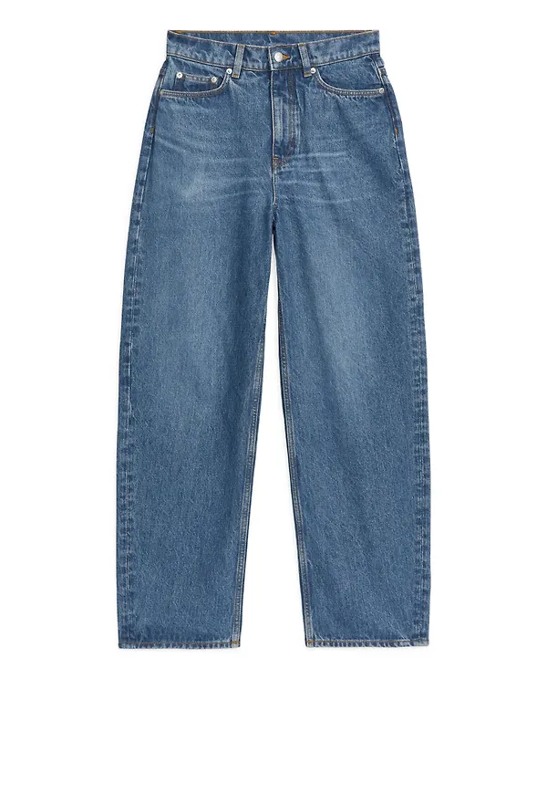 BARREL LEG Non-Stretch Jeans - Blue