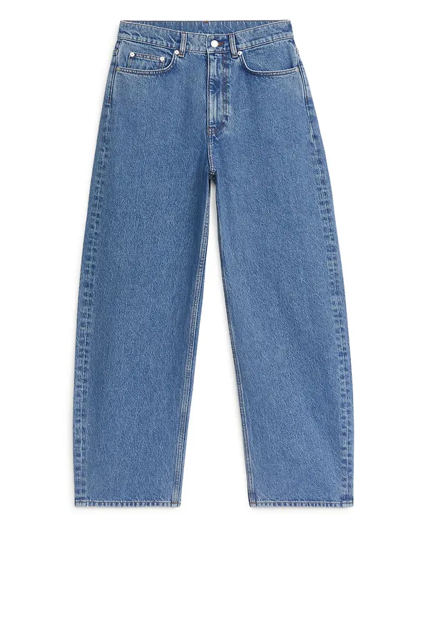 BARREL LEG Non-Stretch Jeans - Blue