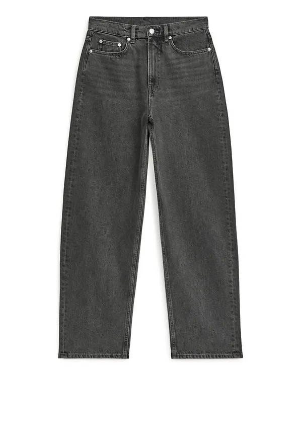 BARREL LEG Non-Stretch Jeans - Grey