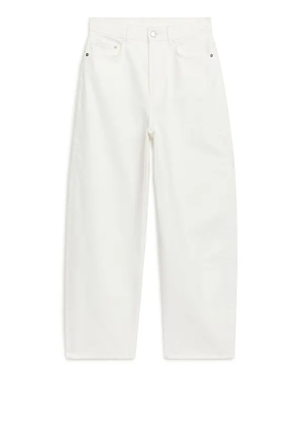 BARREL LEG Non-Stretch Jeans - White