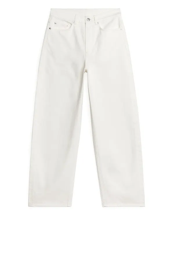BARREL LEG Non-Stretch Jeans - White
